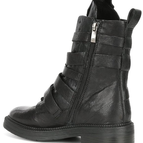 DKNY Ita Strappy Buckle Detail Leather Combat Boot - Picture 3 of 12
